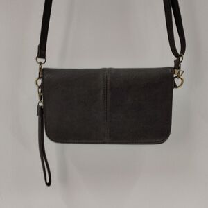 Joy Susan Everly Mia Organizer Flap Crossbody Bag Vegan Leather Brown